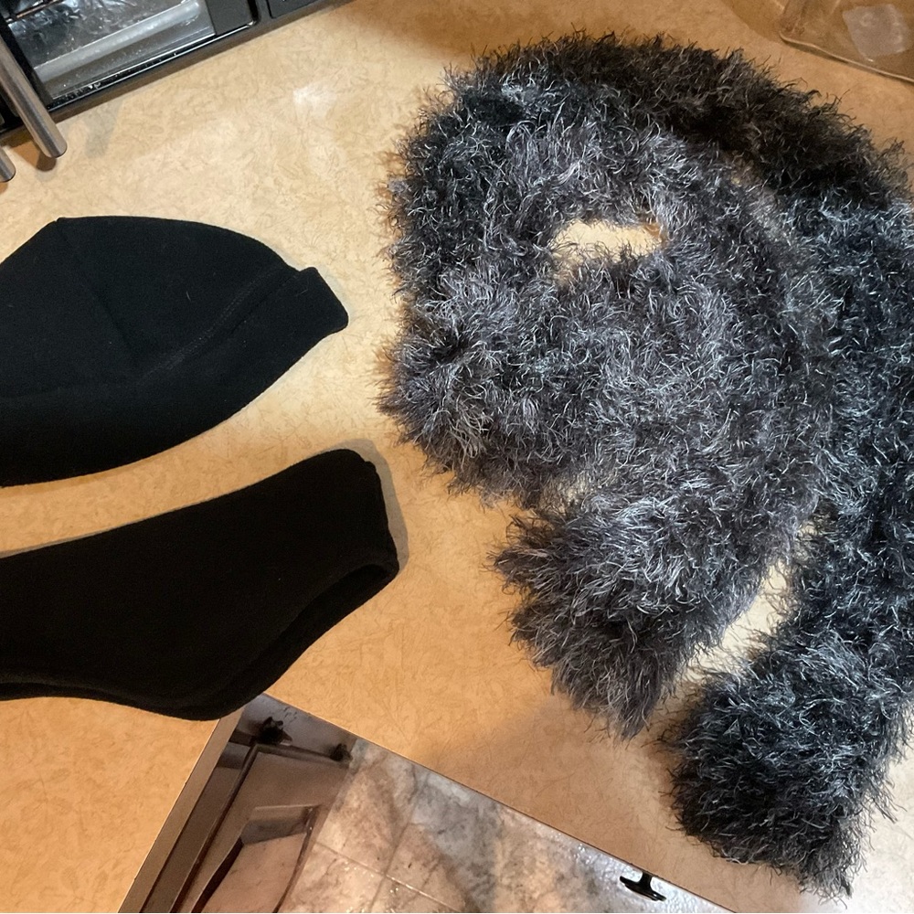 Brigade Quarter master and Port Authority black beanie headband an knitted Scraf